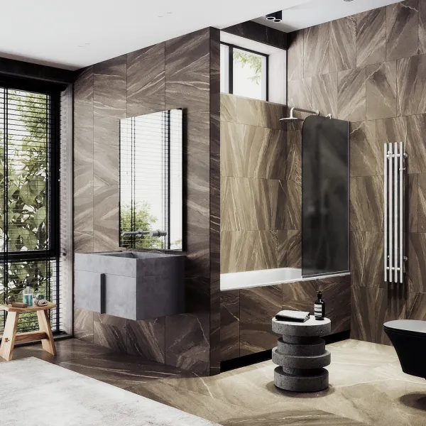 Шторка на ванну MaybahGlass MGV-145-5у 64см хром матовый