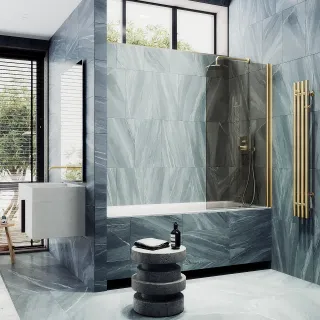 Шторка на ванну MaybahGlass MGV-616-3 70см золото