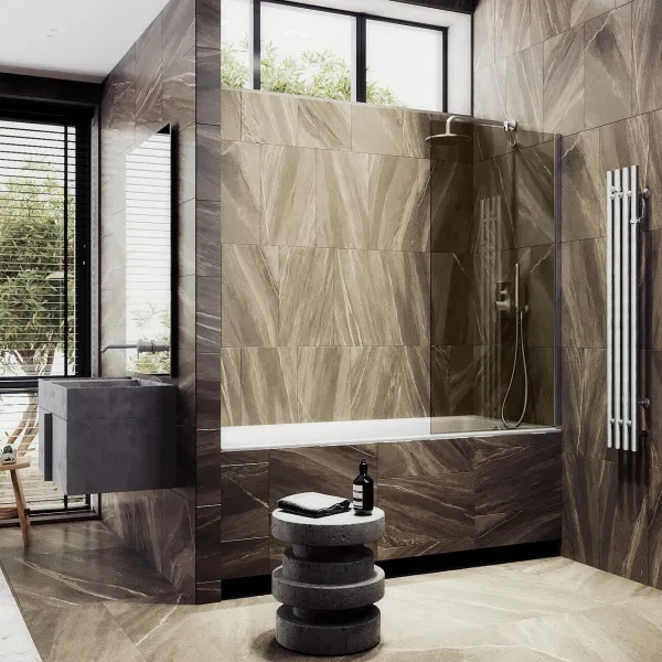 Шторка на ванну MaybahGlass MGV-59-5ш 60см хром матовый