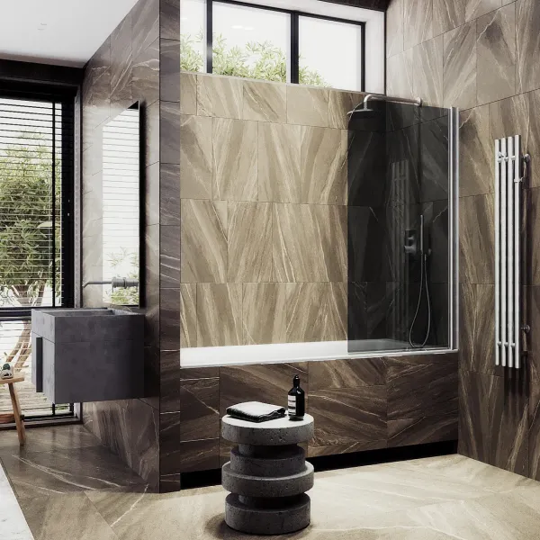 Шторка на ванну MaybahGlass MGV-613-5 60см хром матовый