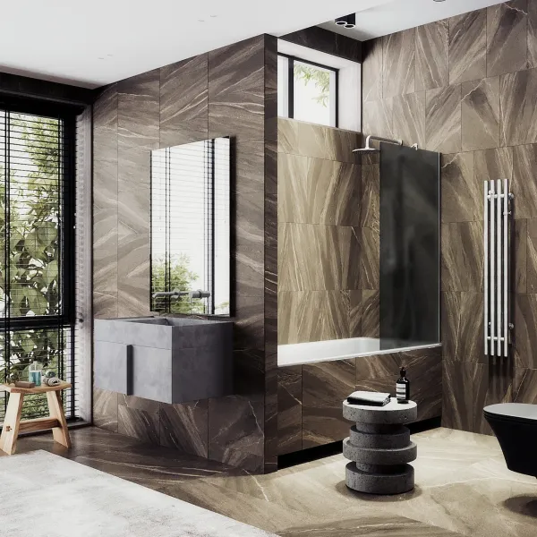 Шторка на ванну MaybahGlass MGV-85-5ш 50см хром матовый