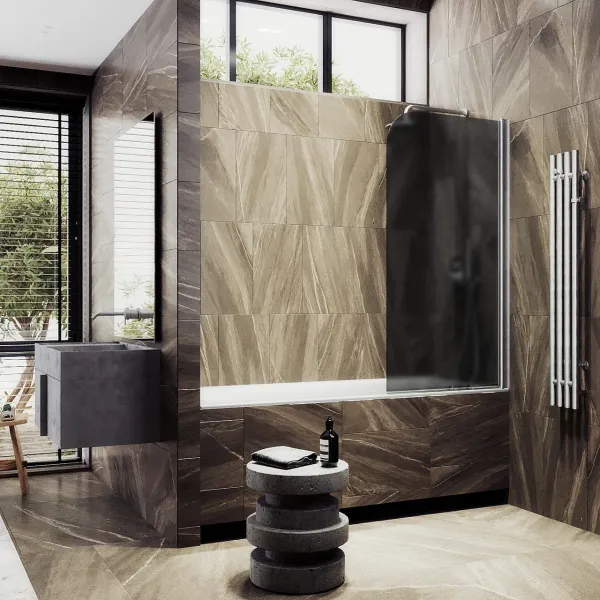 Шторка на ванну MaybahGlass MGV-604-5 40см хром матовый