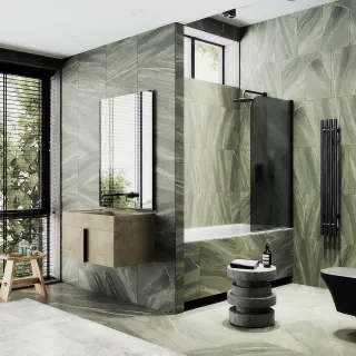 Шторка на ванну MaybahGlass MGV-609-6 50см чёрный