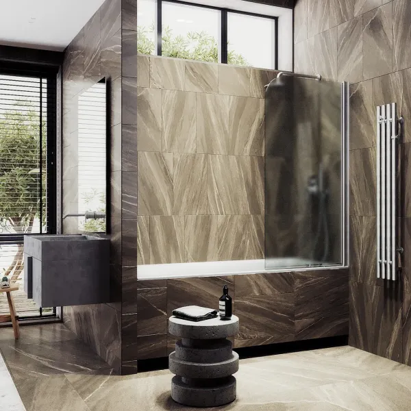 Шторка на ванну MaybahGlass MGV-615-5 60см хром матовый