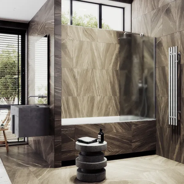 Шторка на ванну MaybahGlass MGV-90-5ш 40см хром матовый