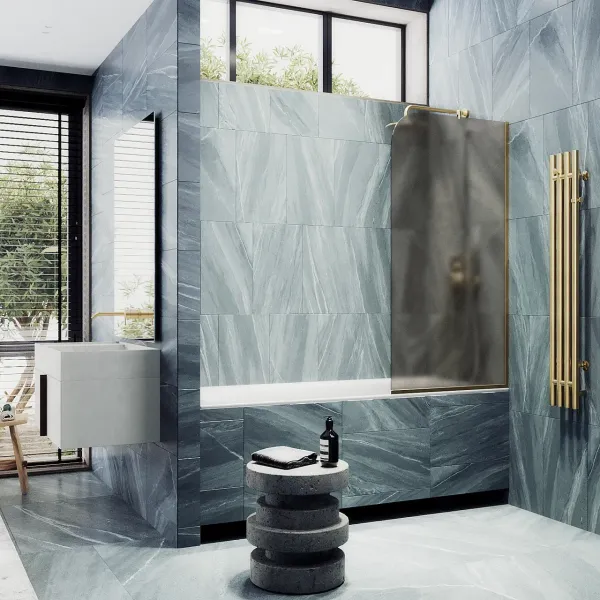 Шторка на ванну MaybahGlass MGV-77-3у 90см золото