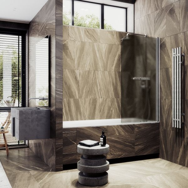 Шторка на ванну MaybahGlass MGV-784-5 70см хром матовый