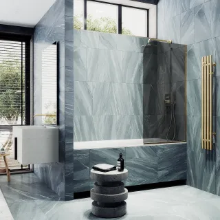 Шторка на ванну MaybahGlass MGV-146-3у 64см золото