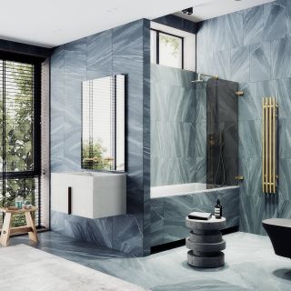 Шторка на ванну MaybahGlass MGV-655-3 70см золото