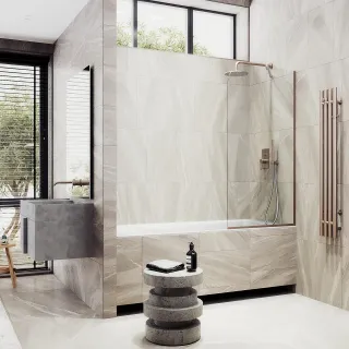 Шторка на ванну MaybahGlass MGV-64-2у 80см бронза