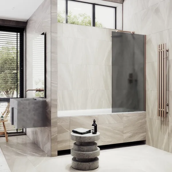 Шторка на ванну MaybahGlass MGV-88-2ш 80см бронза