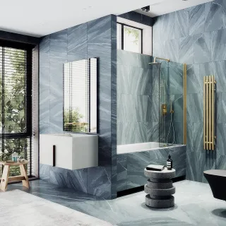 Шторка на ванну MaybahGlass MGV-598-3 60см золото