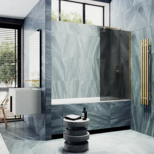 Шторка на ванну MaybahGlass MGV-85-3ш 50см золото