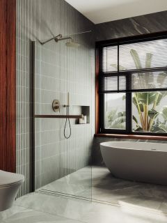 Душевая перегородка MaybahGlass MGD-726-2ш 79см бронза