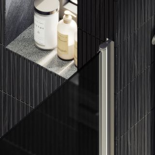 Душевая дверь MaybahGlass MGD-457-5 80см хром матовый/графит матовый