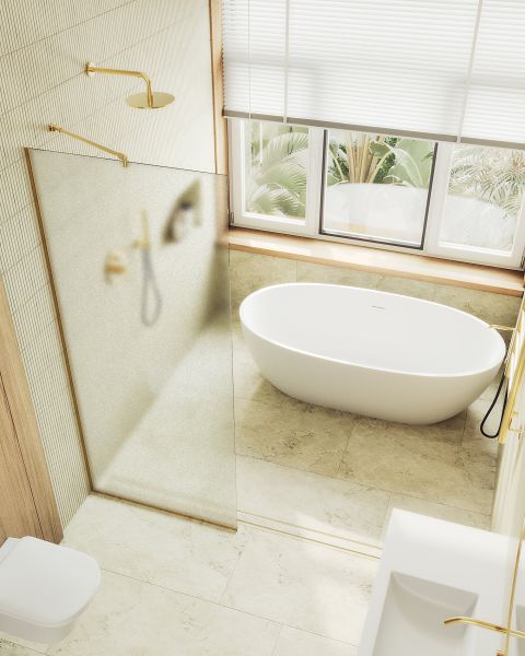 Душевая перегородка MaybahGlass MGD-700-3у 79см золото