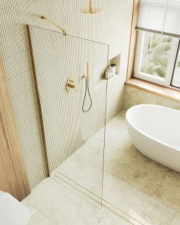 Душевая перегородка MaybahGlass MGD-695-3ш 79см золото