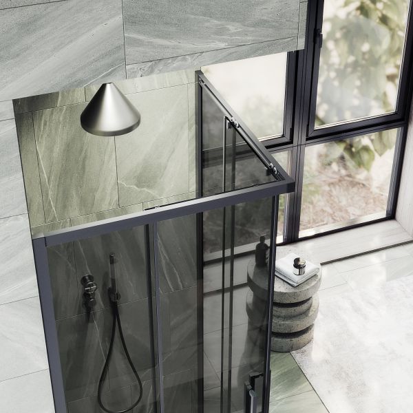 Душевой уголок MaybahGlass MGY-1334-6 100x100см чёрный/графит