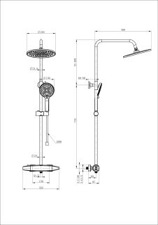 Душевая стойка Wonzon & Woghand Neo WW-B3035-A1-MB с термостатом чёрный матовый