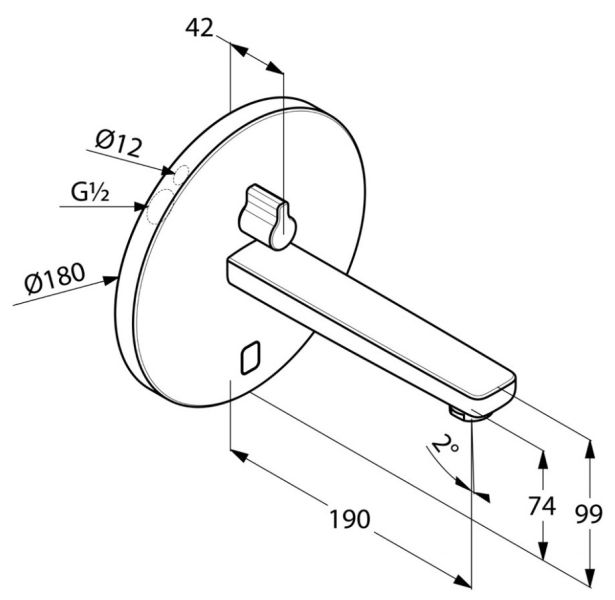 Встраиваемый электронный смеситель для раковины Kludi Zenta хром 3850105