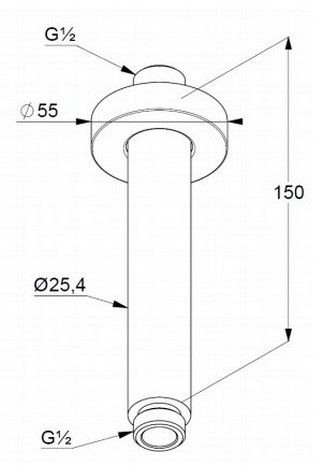 Потолочный кронштейн для верхнего душа Kludi A-QA чёрный матовый 6651539-00