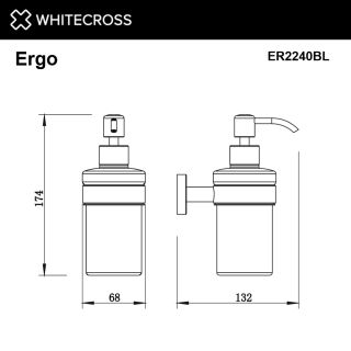 Дозатор для жидкого мыла подвесной WHITECROSS Ergo ER2240NIB брашированный никель