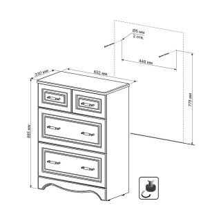 Комод для ванной Бриклаер Анна 4627125411403 65 см белый