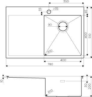 Мойка кухонная Omoikiri Akisame 78-LG-R нерж.сталь/светлое золото