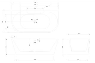 Акриловая ванна ABBER AB9296-1.7MB 170x80см чёрный матовый