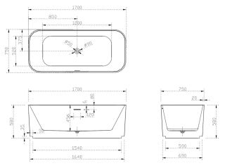 Акриловая ванна ABBER 170x75см AB9363-1.7