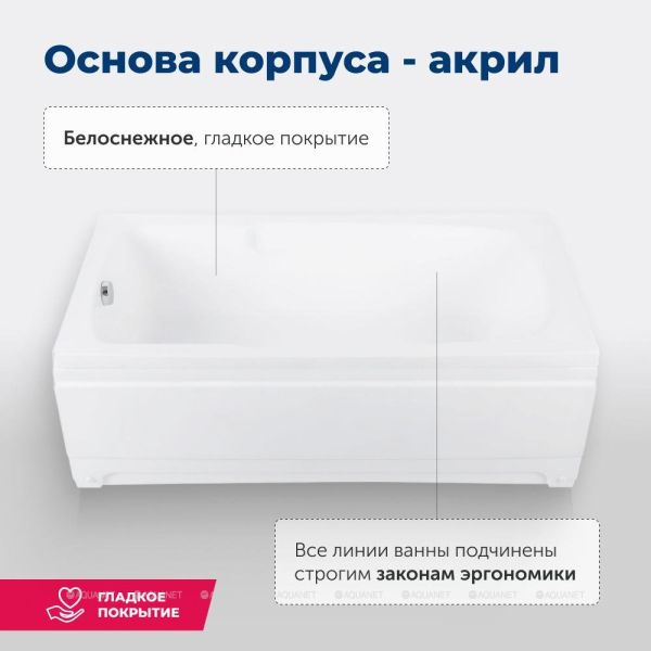 Акриловая ванна Aquanet Extra 209630 150x70 см с каркасом