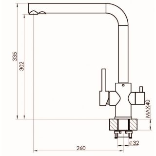 Смеситель для кухни Florentina Альдо с подключением под фильтр антрацит