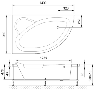 Акриловая ванна Royal Bath Alpine левая 140x95см белый RB819103L