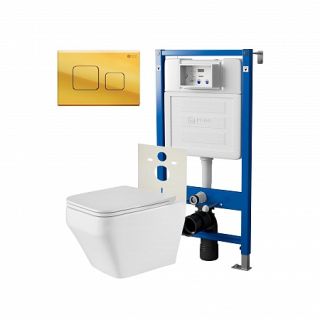 Комплект унитаза с инсталляцией Point Элемент PN48227G с сиденьем Микролифт