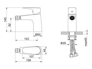 Смеситель для биде Aquatek Бетта AQ1118BGM шлифованный чёрный хром