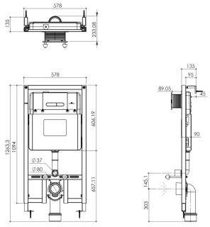 Инсталляция для унитаза AQUAme AQM4001CR с кнопкой смыва хром