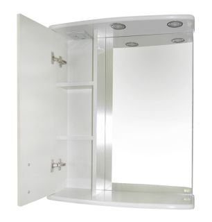 Зеркальный шкаф с подсветкой Misty Астра 60см левый белый