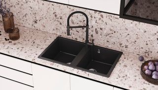 Смеситель для кухни Ulgran Classic U-024-341 с высоким гибким изливом ультра-белый