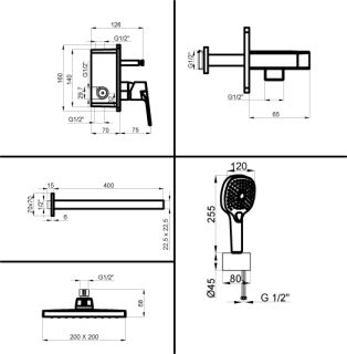 Промо-комплект AZARIO TREYA AZ-15680721 встраиваемый для душа
