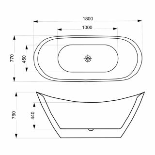 Акриловая ванна Azario MELADO AZ-6107-18W 1800770х760
