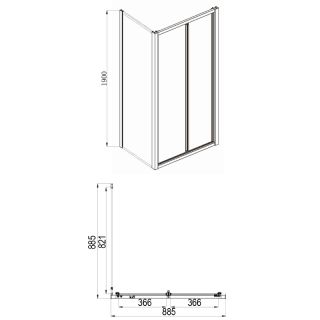 Душевое ограждение Azario TORONTO AZ-NAA1432B 900 900х900х1900