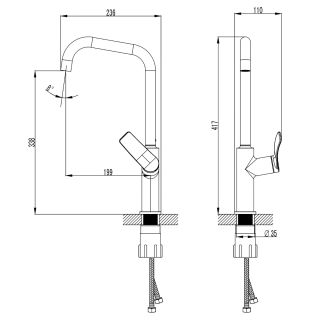 Смеситель для кухонной мойки Azario ABILITY AZ-VQR568073AJ высокий излив