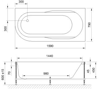 Гидромассажная ванна Royal Bath Azur De Luxe 160x80см правая белый RB614202DL-R