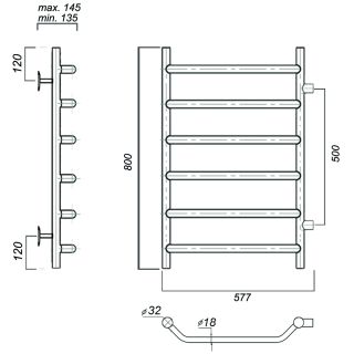 Полотенцесушитель водяной Domoterm Лаура П6 500x800-500 хром