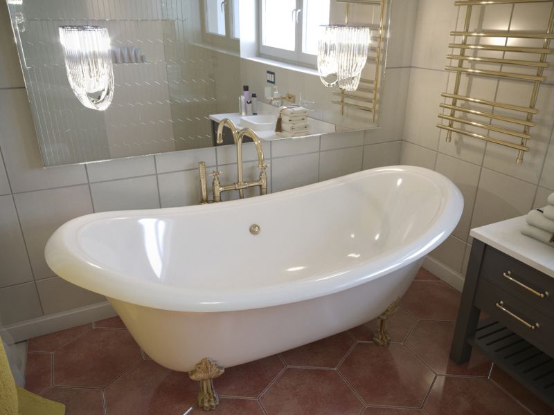 Ванна из искусственного камня AquaStone Лиона 190x86см ножки бронза