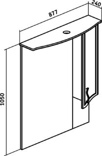 Зеркальный шкаф Runo правый Севилья 85 (00000000595)