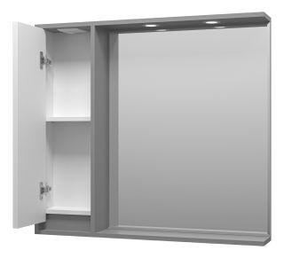 Зеркальный шкаф с подсветкой Brevita Balaton левый 90см белый/серый