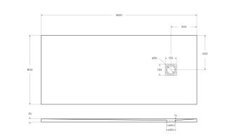 Душевой поддон BelBagno UNO TRAY-MR-UNO-AH-180/80-35-W-BO из искусственного мрамора в комплекте с сифоном