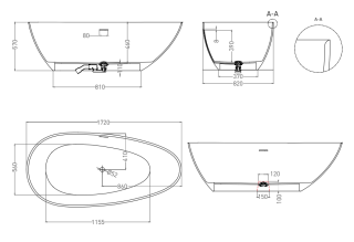 Ванна из искусственного камня Salini Paola In S-Stone 101612SM 172x82см белый матовый