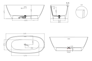 Ванна из искусственного камня Salini Sofia S-Stone 102526M 170x80см белый матовый